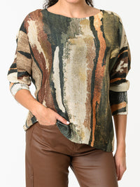 NEW - Chandail vert et beige avec dorures