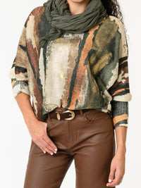 NEW - Chandail vert et beige avec dorures