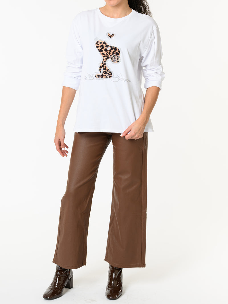 NEW - Chandail blanc avec imprimé de Snoopy léopard