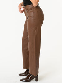 NEW - Pantalon évasé marron en similicuir