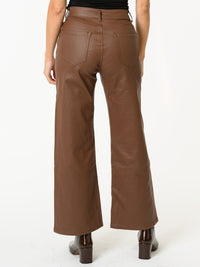 NEW - Pantalon évasé marron en similicuir
