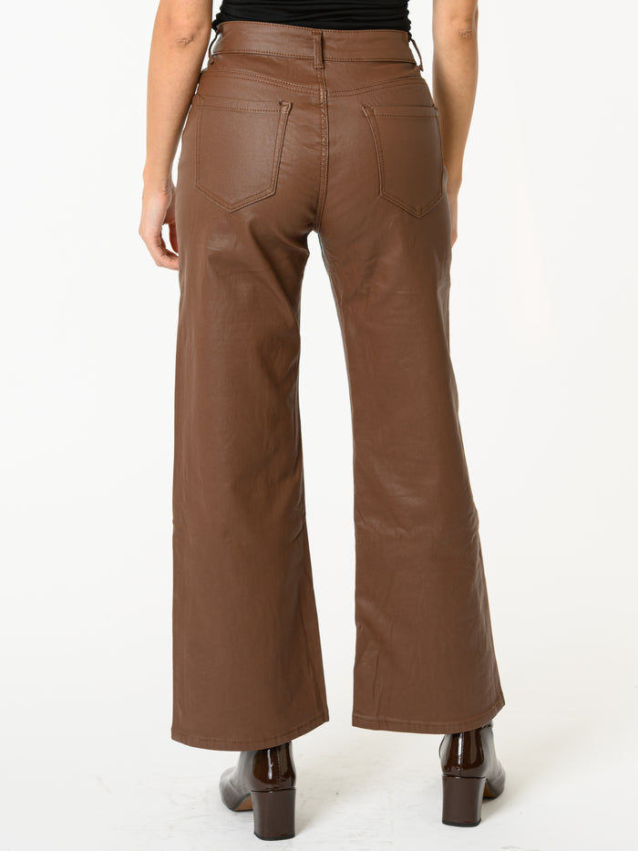 NEW - Pantalon évasé marron en similicuir