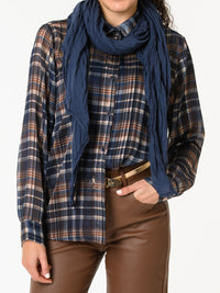 NEW - Chemise bleue à carreaux bruns et beiges