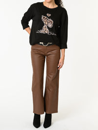 NEW - Chandail noir avec imprimé de Snoopy léopard