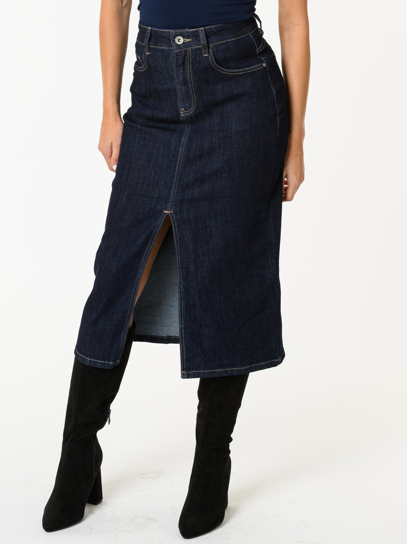 NEW - Jupe de jeans fendue en avant