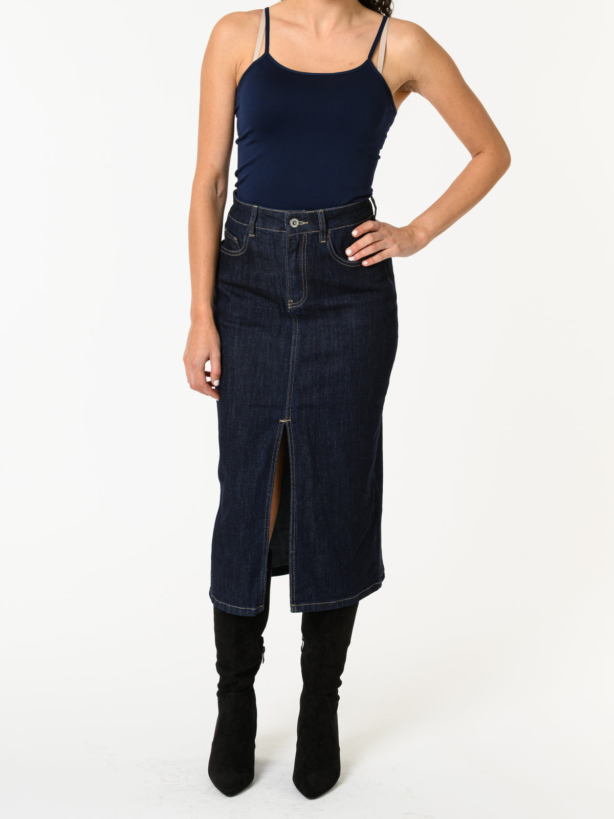 NEW - Jupe de jeans fendue en avant