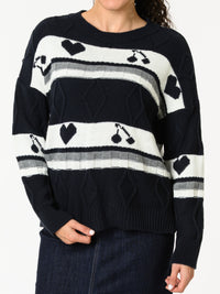 NEW - Chandail bleu marin et blanc à manches longues