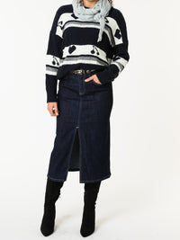 NEW - Chandail bleu marin et blanc à manches longues