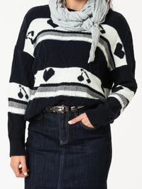 NEW - Chandail bleu marin et blanc à manches longues