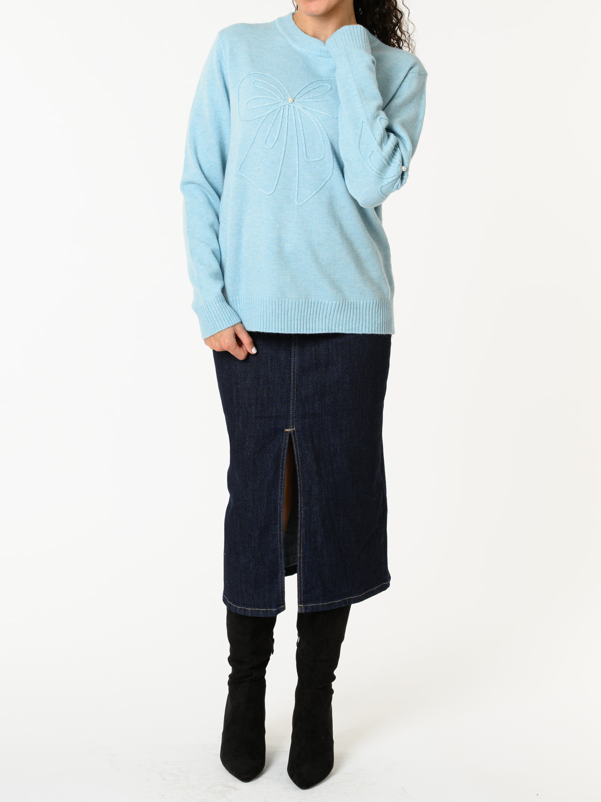 NEW - Chandail bleu ciel avec boucle