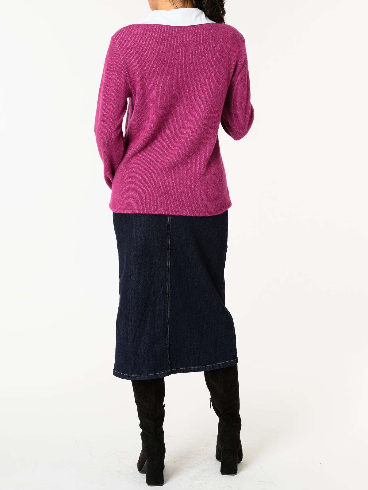 NEW - Chandail fuchsia avec col chemise