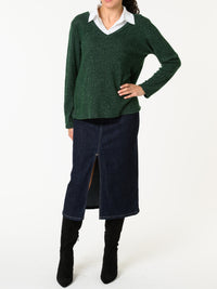 NEW - Chandail vert avec col chemise