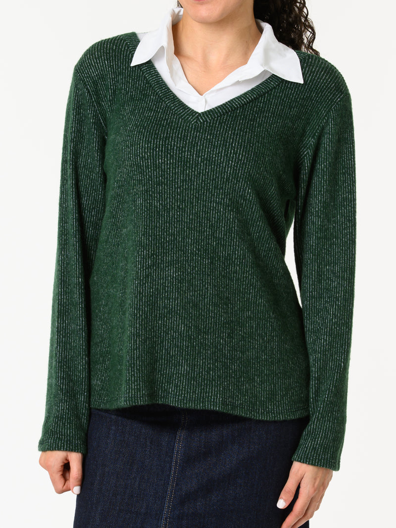 NEW - Chandail vert avec col chemise