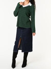 NEW - Chandail vert avec col chemise