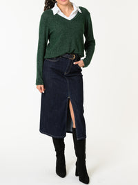 NEW - Chandail vert avec col chemise