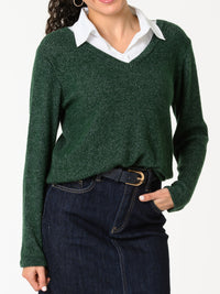 NEW - Chandail vert avec col chemise