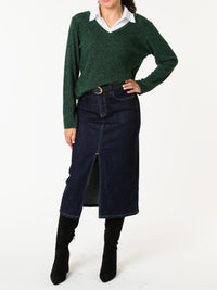 NEW - Chandail vert avec col chemise