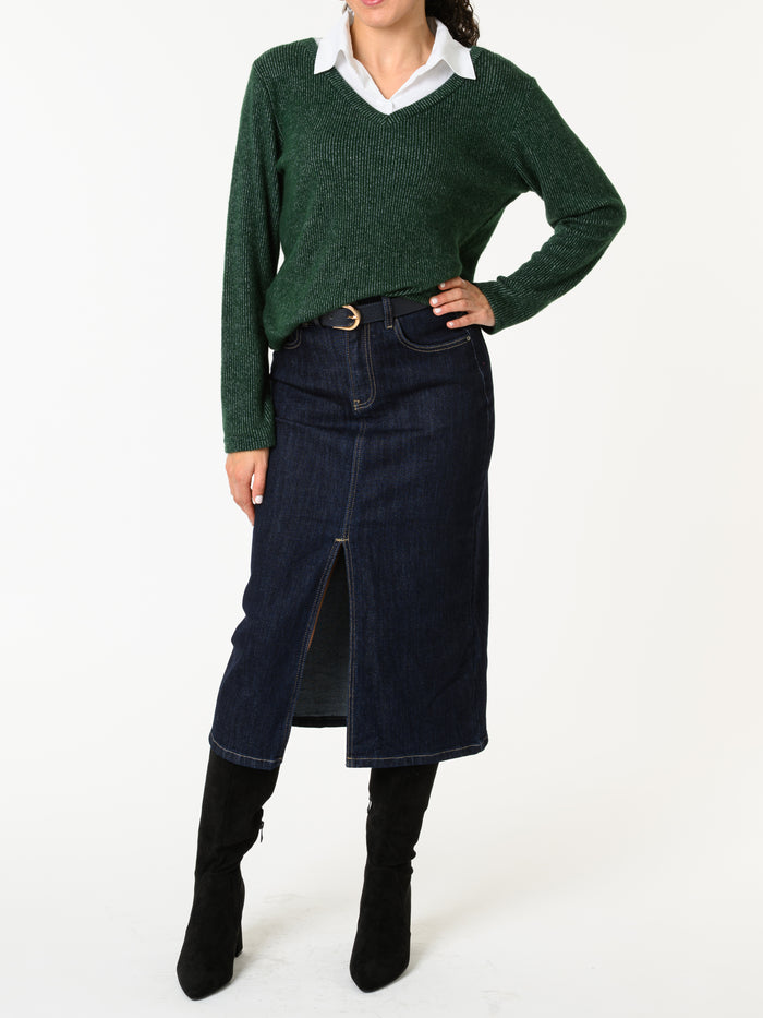 NEW - Chandail vert avec col chemise