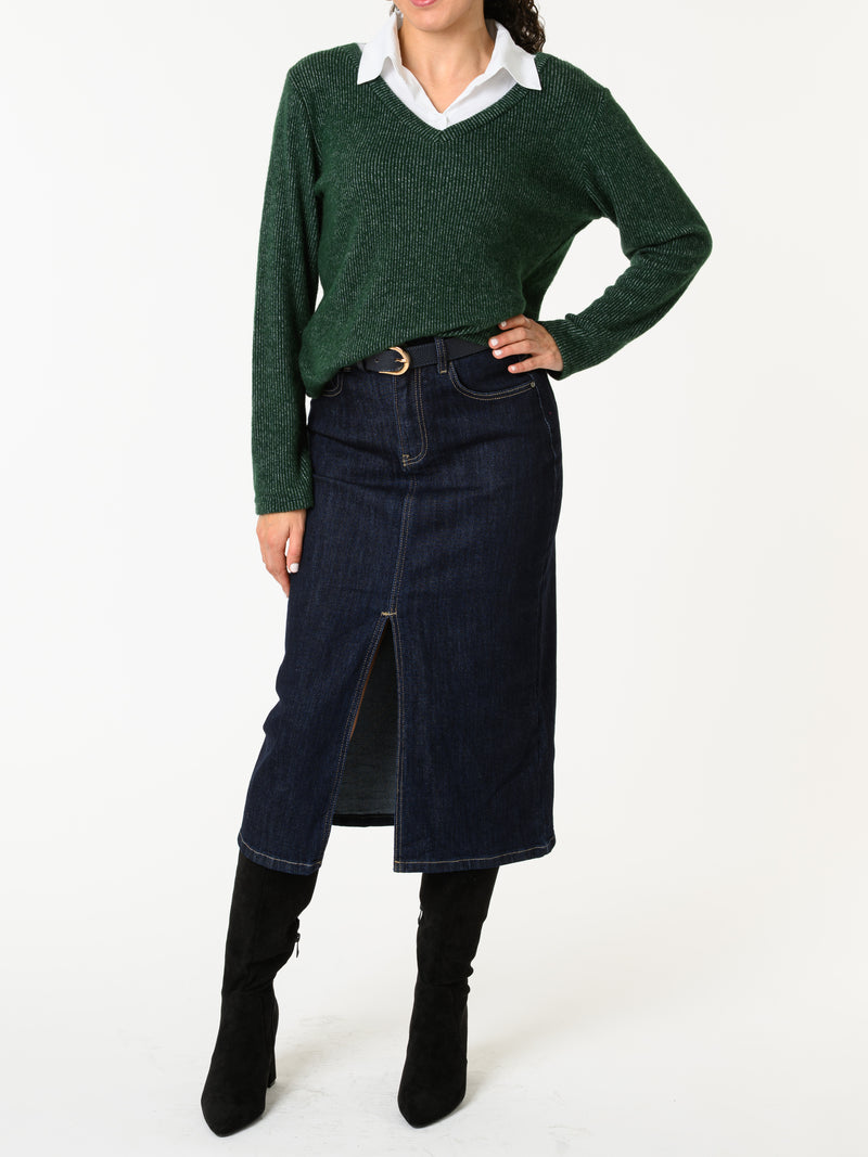 NEW - Chandail vert avec col chemise