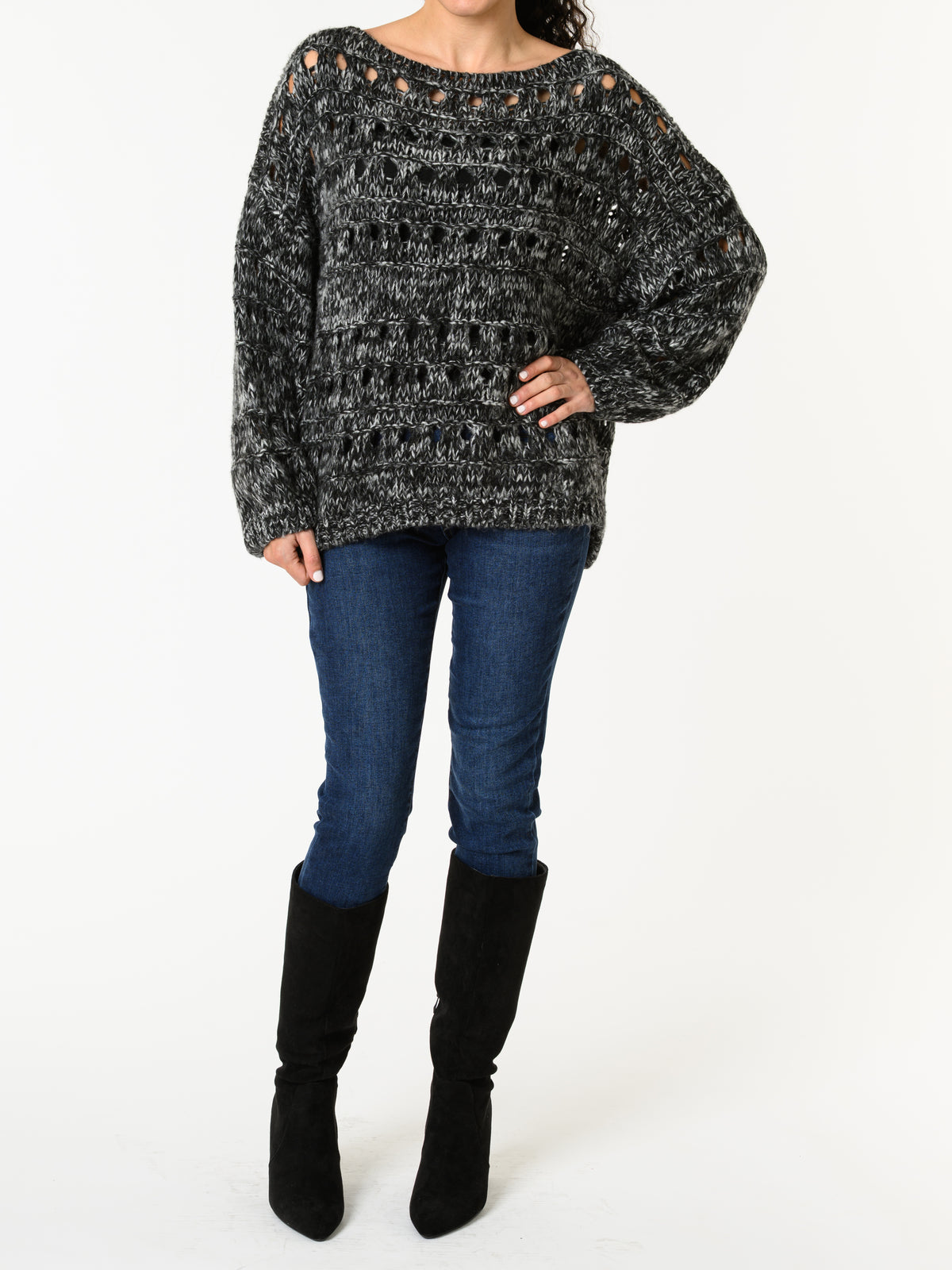 NEW - Chandail noir et blanc en tricot