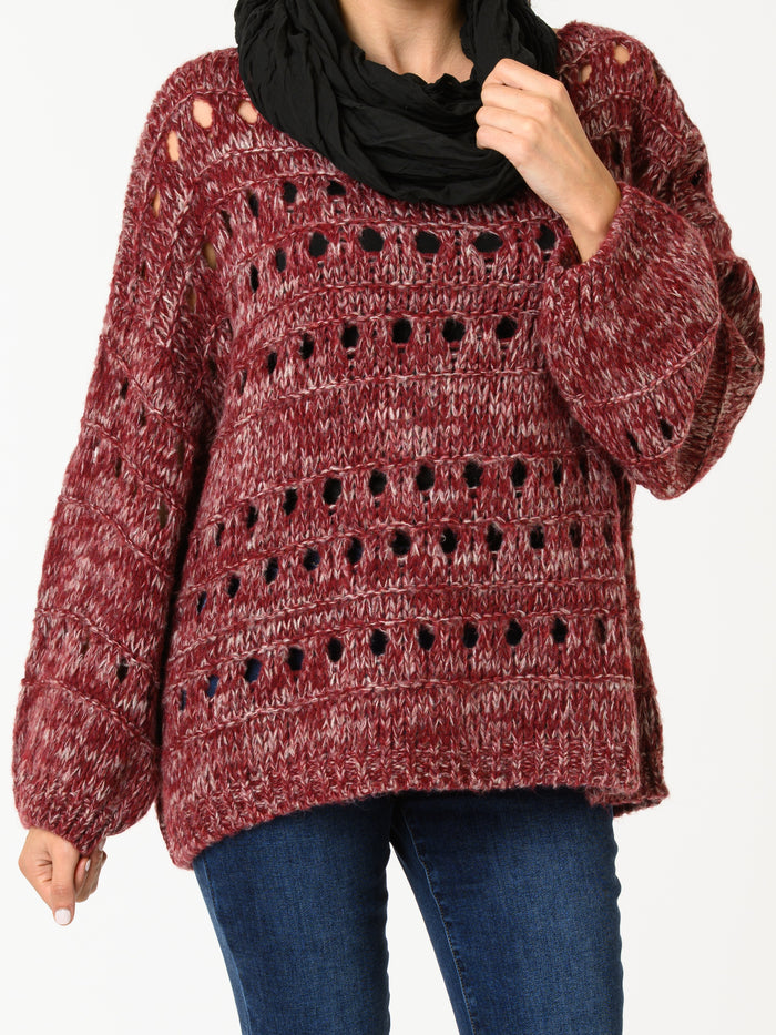 NEW - Chandail bourgogne et blanc en tricot