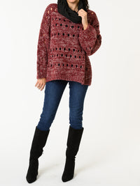 NEW - Chandail bourgogne et blanc en tricot