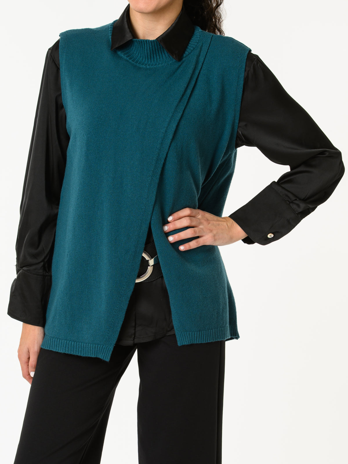 NEW - Débardeur bleu sarcelle uni à col montant