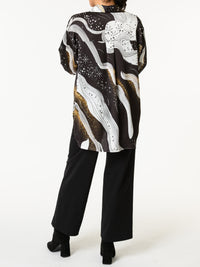 NEW - Chemise blanc et noir avec imprimé d'étoiles et galaxie