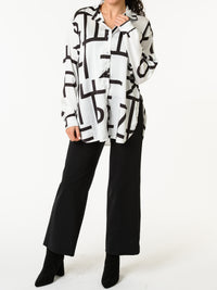 NEW - Chemise blanche avec imprimé géométrique noir