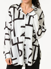 NEW - Chemise blanche avec imprimé géométrique noir