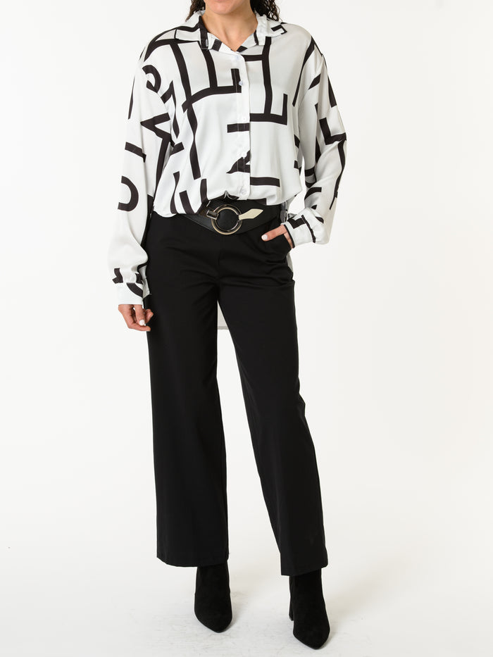 NEW - Chemise blanche avec imprimé géométrique noir