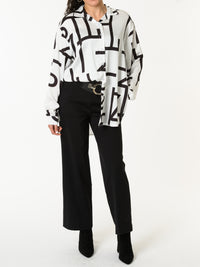 NEW - Chemise blanche avec imprimé géométrique noir