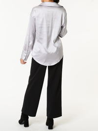 NEW - Chemise satinée grise à manche longue