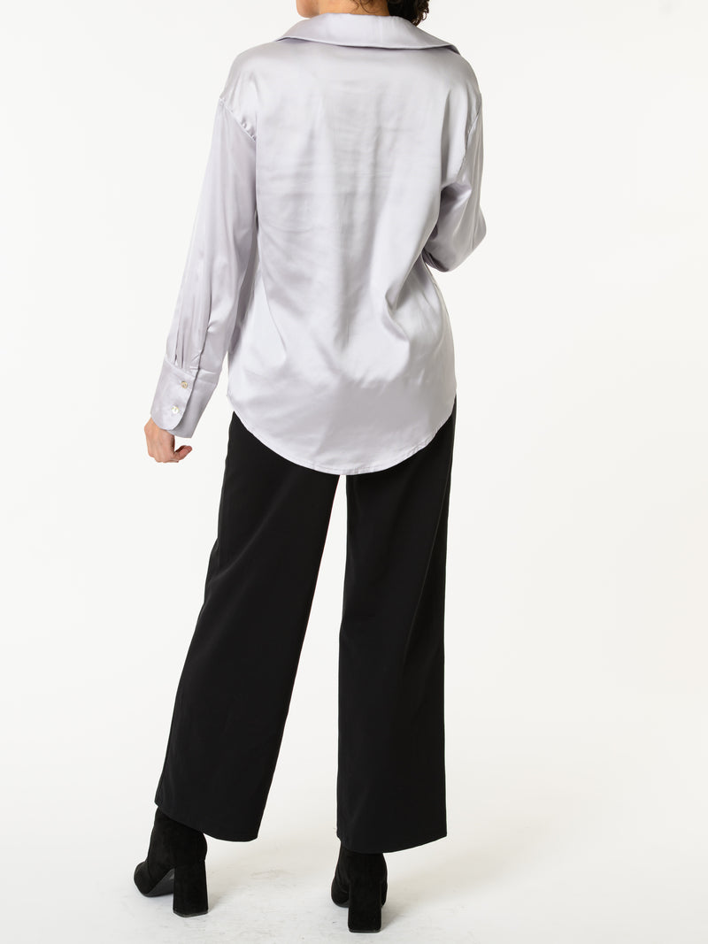 NEW - Chemise satinée grise à manche longue