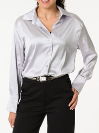 NEW - Chemise satinée grise à manche longue