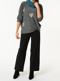 NEW - Chandail gris avec cœurs argentés