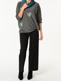 NEW - Chandail gris avec cœurs argentés