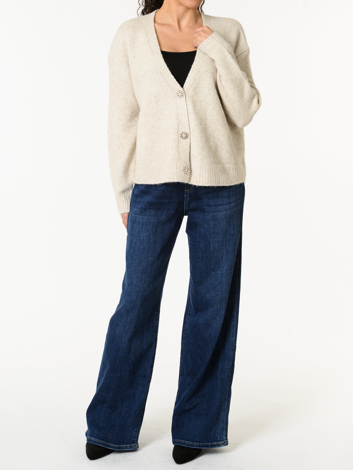 NEW - Veste beige avec boutons en forme de fleur