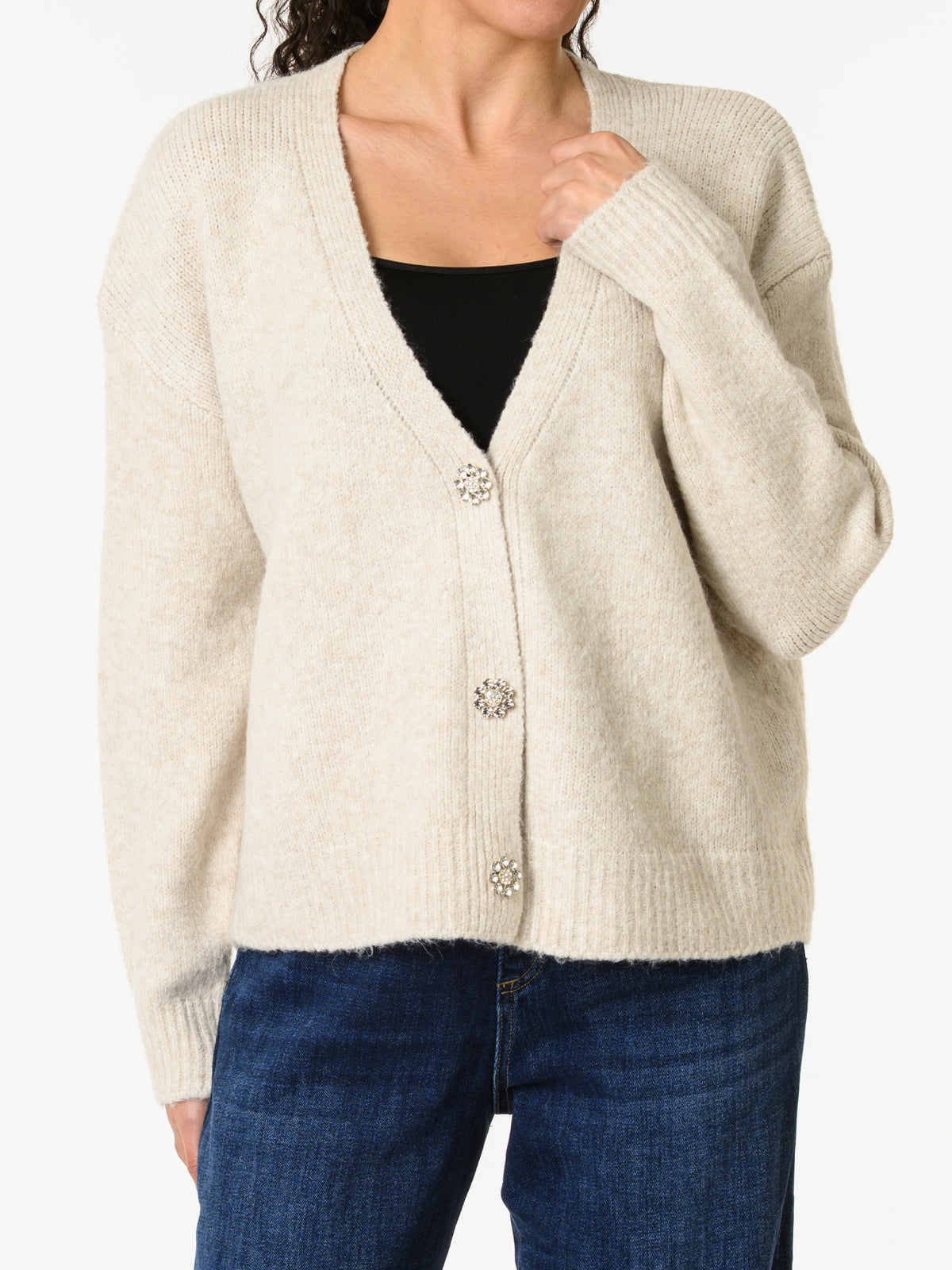 NEW - Veste beige avec boutons en forme de fleur