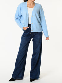 NEW - Veste bleu ciel avec boutons en forme de fleur