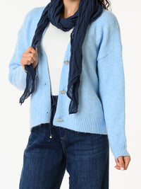 NEW - Veste bleu ciel avec boutons en forme de fleur