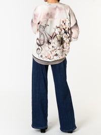 NEW - Chandail rose pâle avec imprimé floral et vélo