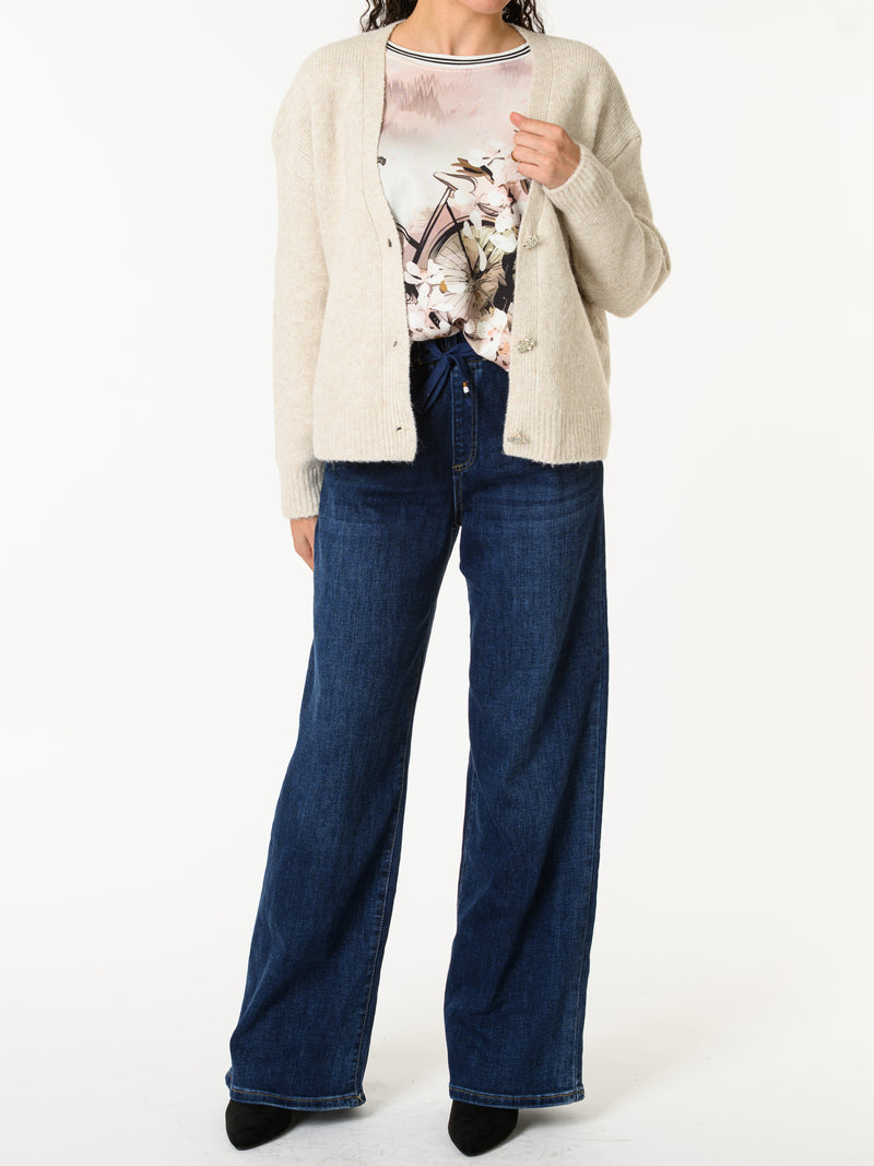 NEW - Chandail rose pâle avec imprimé floral et vélo