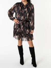 NEW - Robe à volants avec imprimé de plumes