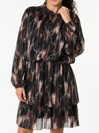 NEW - Robe à volants avec imprimé de plumes