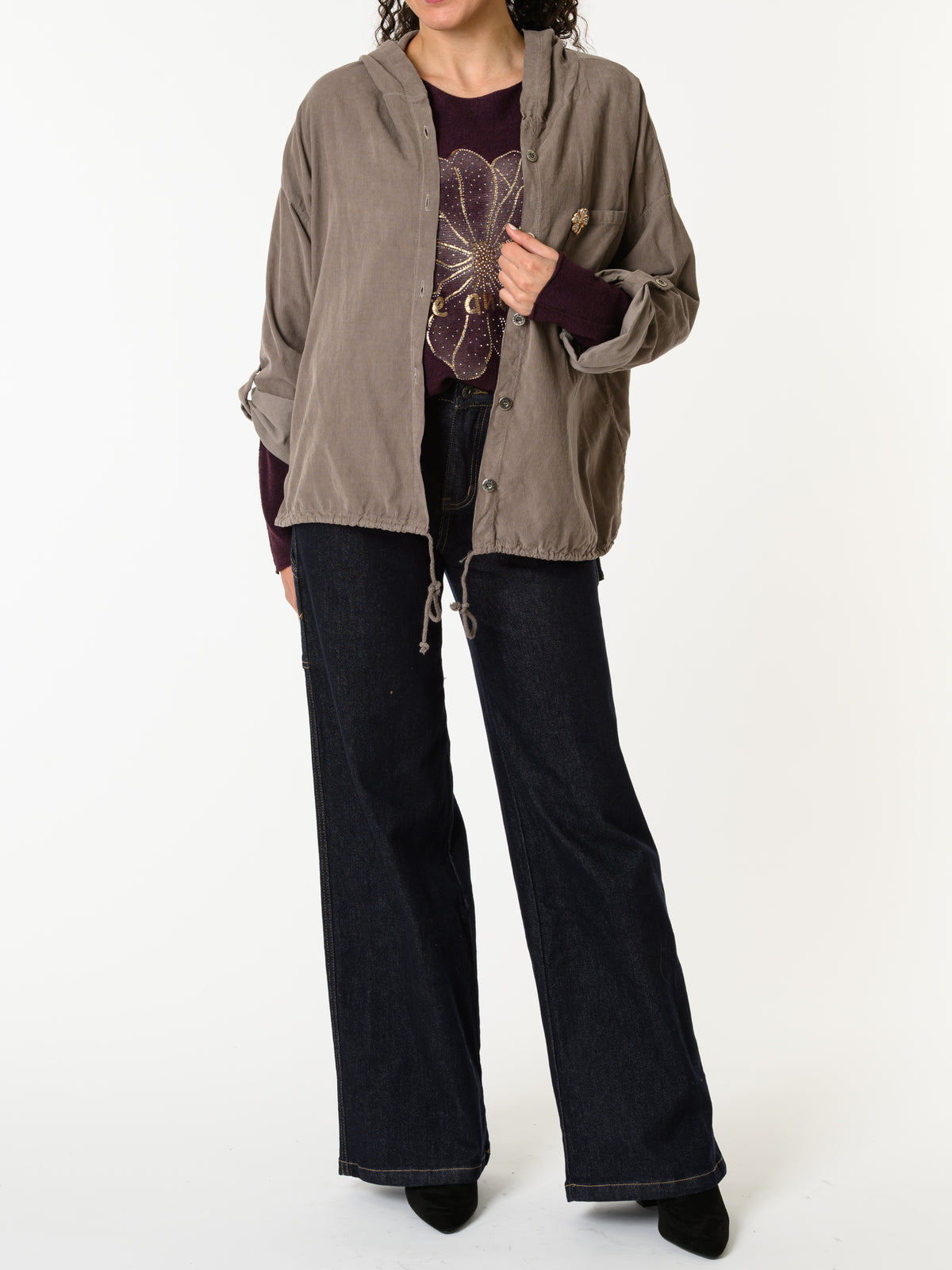 NEW - Veste moka boutonnée avec capuchon