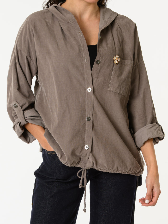 NEW - Veste moka boutonnée avec capuchon