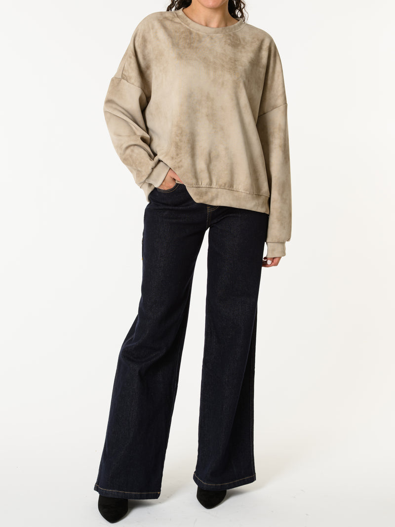 NEW - Chandail beige à effet délavé