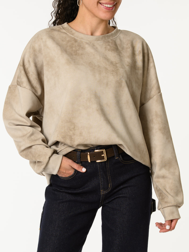 NEW - Chandail beige à effet délavé