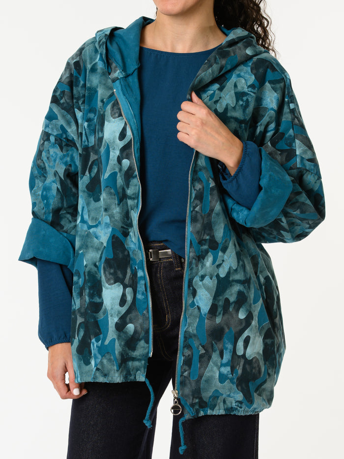 NEW - Veste bleue avec imprimé de camouflage